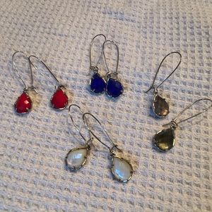 Kendra Scott Dee teardrop earring bundle - red, white, blue and grey (silver).